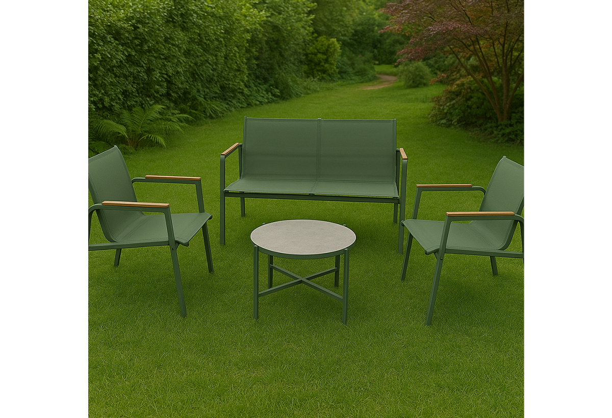 Απεικονίζεται το σετ κήπου Homefit Porto σε έναν κήπο